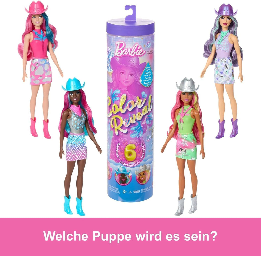 Barbie Color Reveal Fashion Doll și accesorii cu 6 surprize, seria Disco Star cu strălucire metalică și top cu schimbare de culoare (stilurile pot varia), JCP01 Papusi Naty Shop