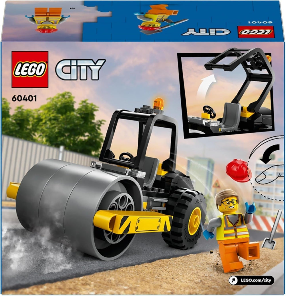 LEGO City Road Roller Construction Vehicle for 5 Years Old Kids Steam Roller Toy with Construction Worker Minifigure Imaginative Play Experience for Boys and Girls Small Fun Gift 60401 Construction Sets Besuche den LEGO-Store