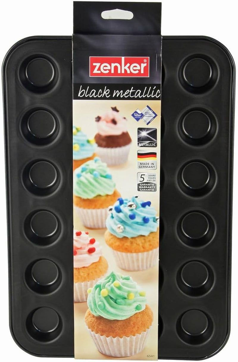 Zenker 6541 Black Metallic 24Er Mini-Muffinform – Antihaftbeschichte Für Perfekte Mini-Muffins, Ø 4.5 Cm, ​​Made in Germany Molds and baking trays Naty Shop