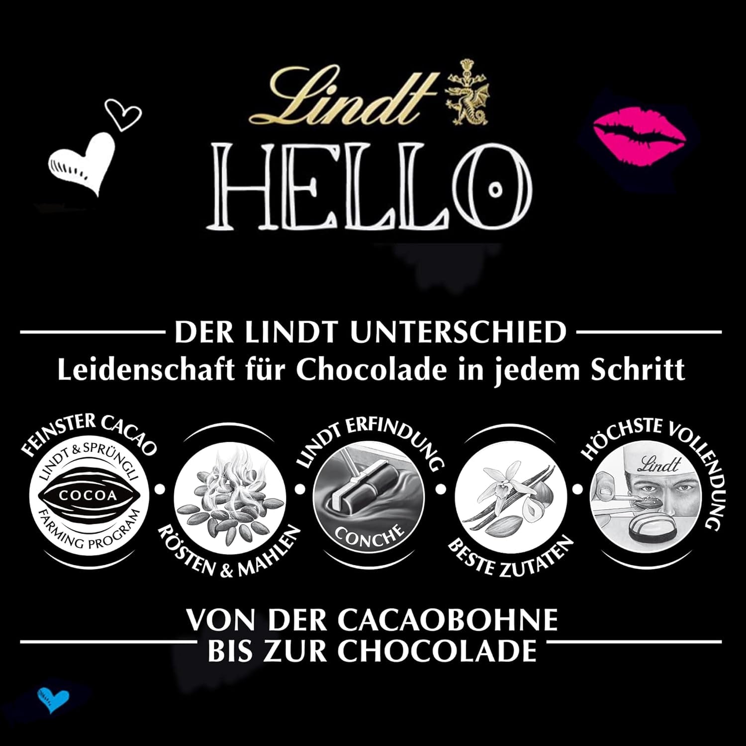 Ciocolată Lindt Hello, migdale sărate prăjite, 100g