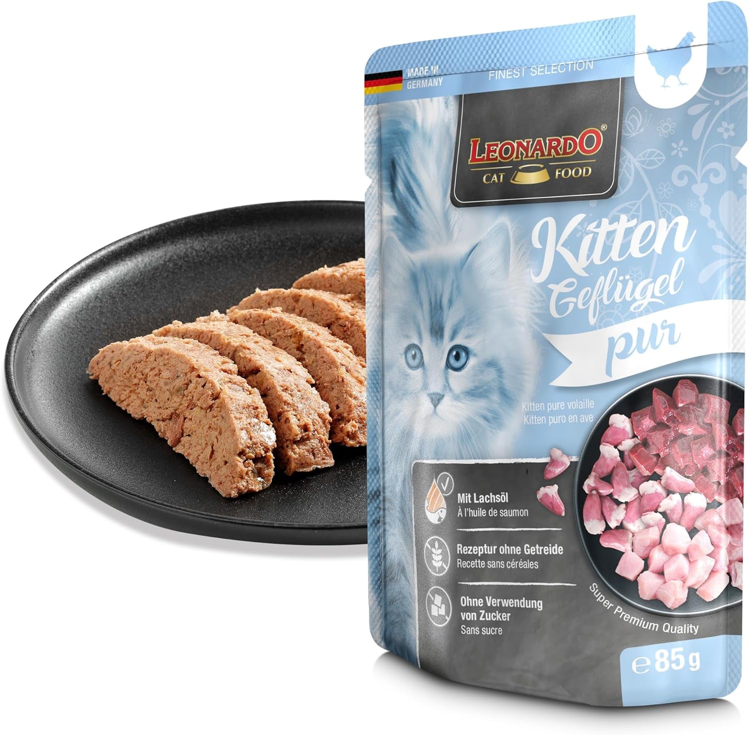 LEONARDO Fresh Pouches [16 x 85g hrană umedă pentru pisici, fără cereale] | Hrană umedă completă în pliculețe individuale