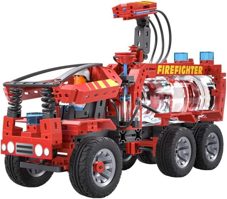 fischertechnik 564069 Advanced Firefighter – Bausatz für Kinder ab 7 Jahre, Experimentierbaukasten mit Feuerwehrauto & Spritzfunktion, promotes technical understanding, Schwarz, Mittel