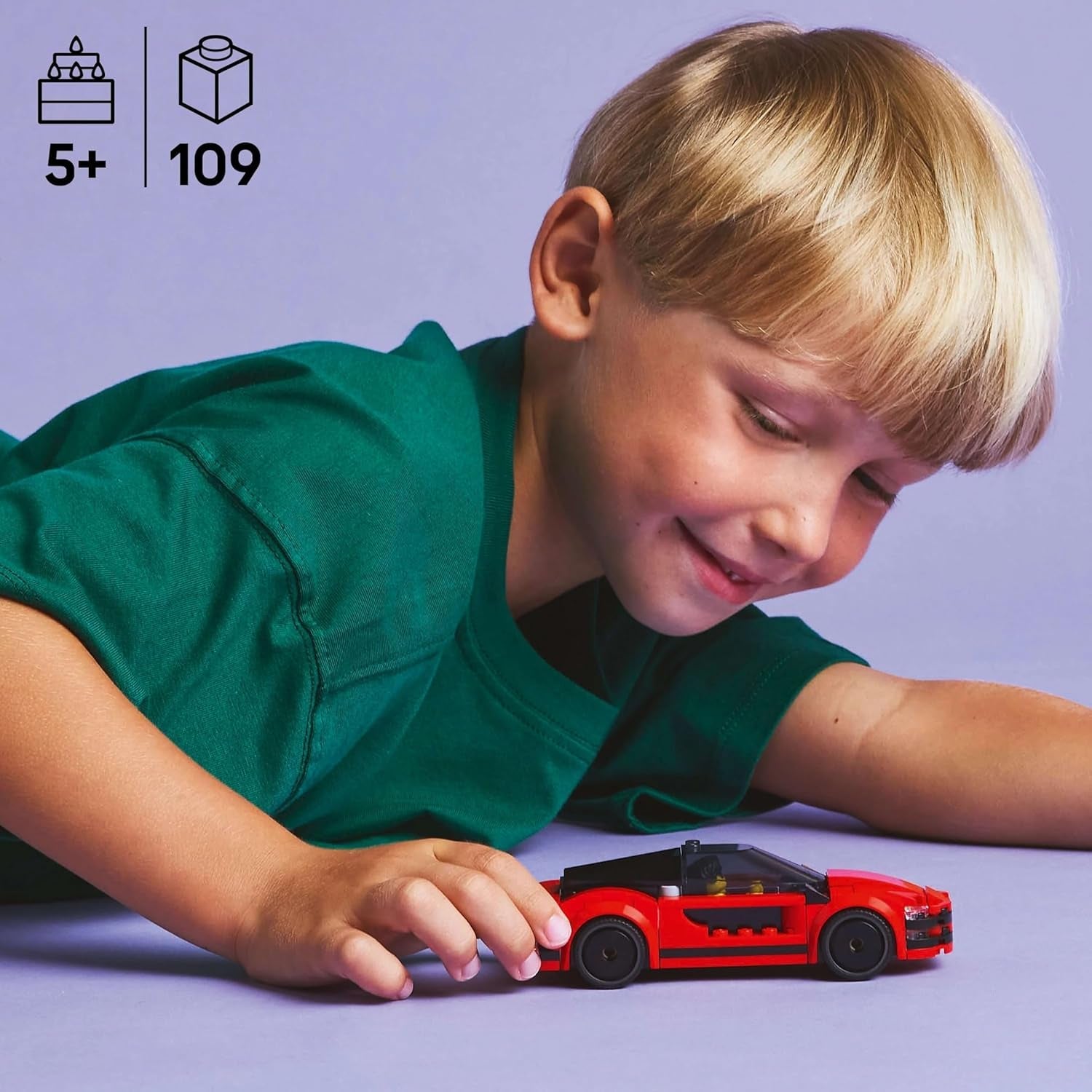 LEGO City Red Sports Car - Mașină de curse pentru băieți și fete de la 5 ani - Cadou de ziua ta sau pentru sărbători - Șofer minifigurină cu telefon mobil și kit de curățare 60448 Seturi de constructie Besuche den LEGO-Store