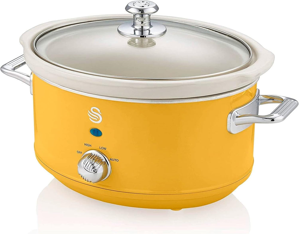 Swan Retro SF17021GRNEW Slow Cooker 3.5 liters, 200 W Slow Cooker Naty Shop Yellow
