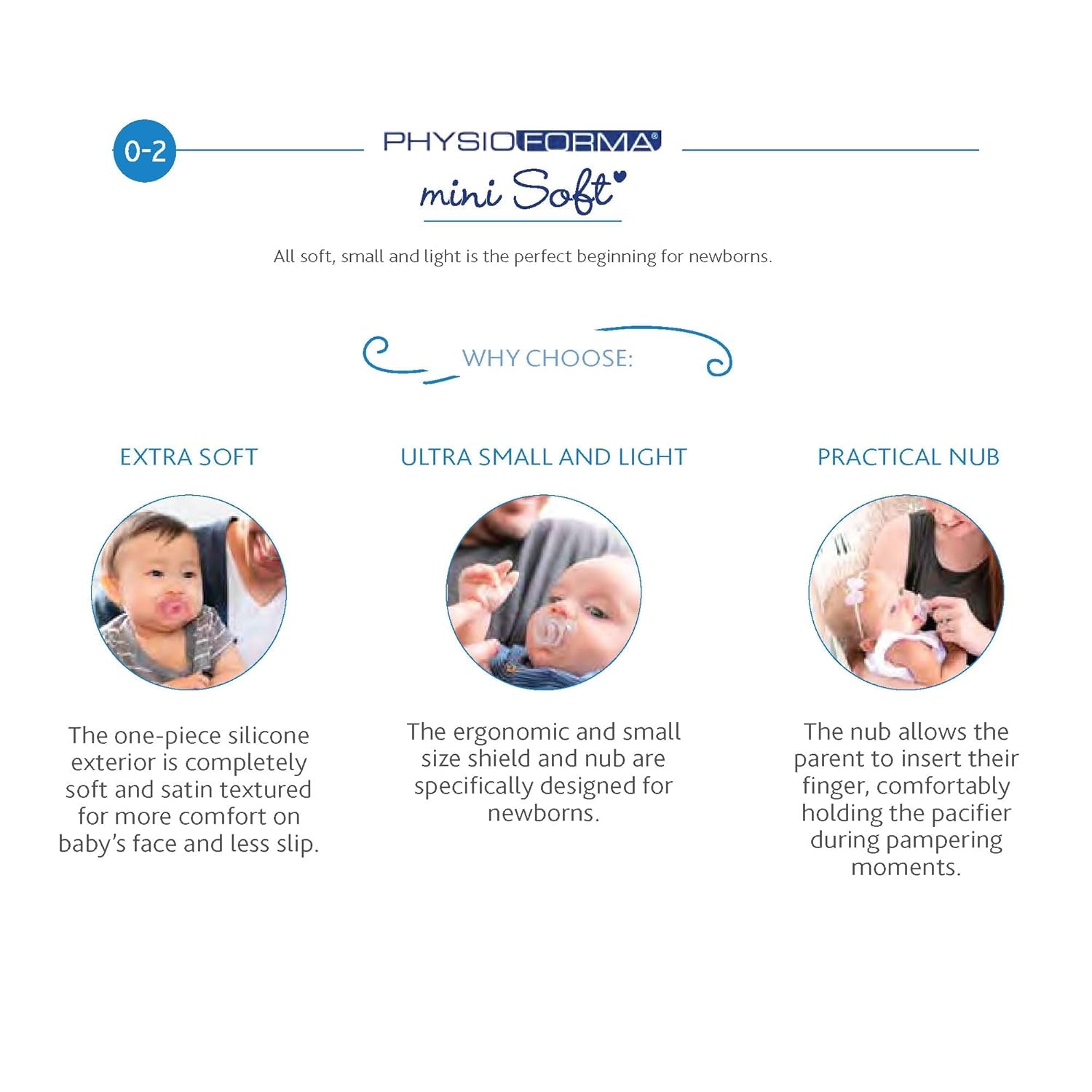 PHYSIOFORMA MINI SUSPENSIE MOALE PURGE, LUMINOASĂ, 2-6M, 100% SILICON, 2 BUC.