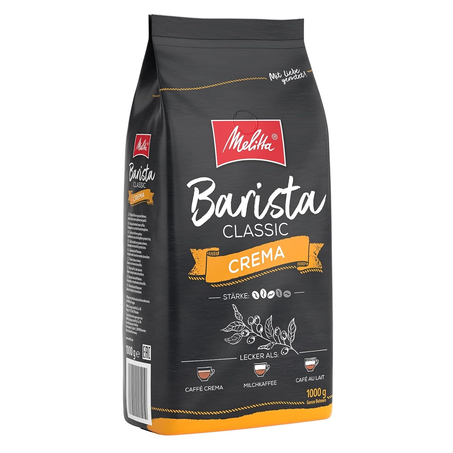 Melitta Barista Classic Crema & Barista Classic Espresso, Ganze Kaffee-Bohnen 1kg, ungemahlen, Kaffeebohnen für Kaffee-Vollautomat, kräftige Röstung, Stärke 5