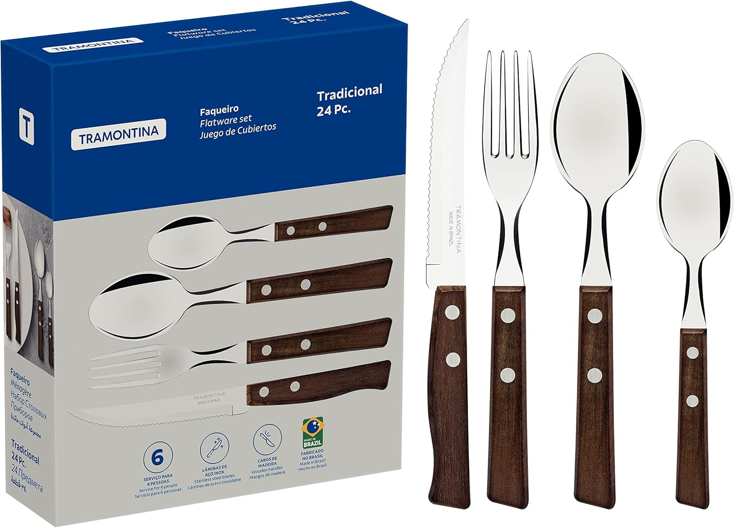 Tramontina cutlery set TRADITIONAL For 6 people, 24 pieces Kitchen Naty Shop