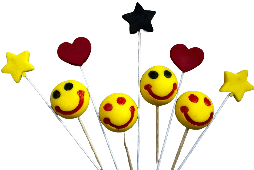 Set decoratiuni comestibile, Smiley face Decoratiuni din Pasta de Zahar Nati Shop