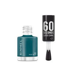Rimmel 60 Seconds Super Shine Nail Polish, Quick Dry, Vibrant Color, Long Lasting, 8ml, 104 True Blue