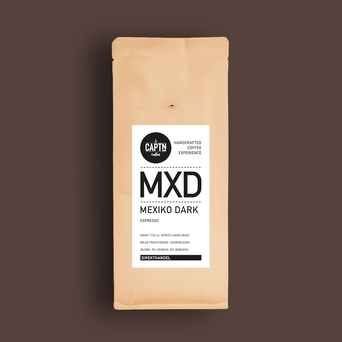 CAPTN Coffee MEXIKO DARK Espressobohnen 1kg | Kräftig, Haselnuss, Schokolade | ganze Bohne I Ideal für Vollautomat und Siebträger [Direkthandel]