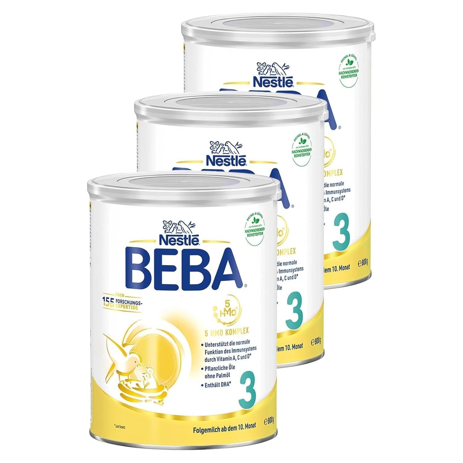Nestlé BEBA 3 follow-on milk powder, follow-on formula from 10 months, pack of 3 (3 X 800G) Mother and Child Naty Shop After the 10th month 3 x 800 grams