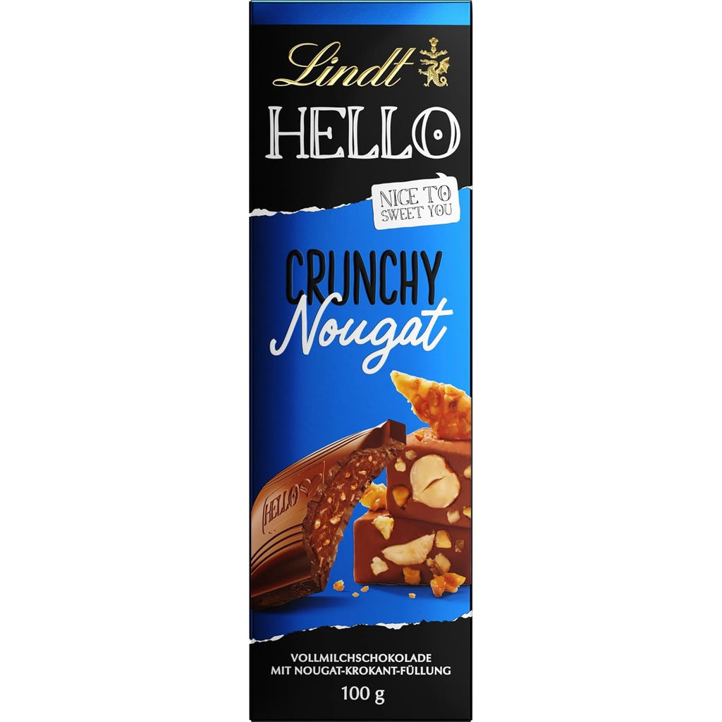 Ciocolată Lindt HELLO Crunchy Nougat, baton de 100 grame Bomboane de Ciocolata Naty Shop 100 grame Crunchy Nougat