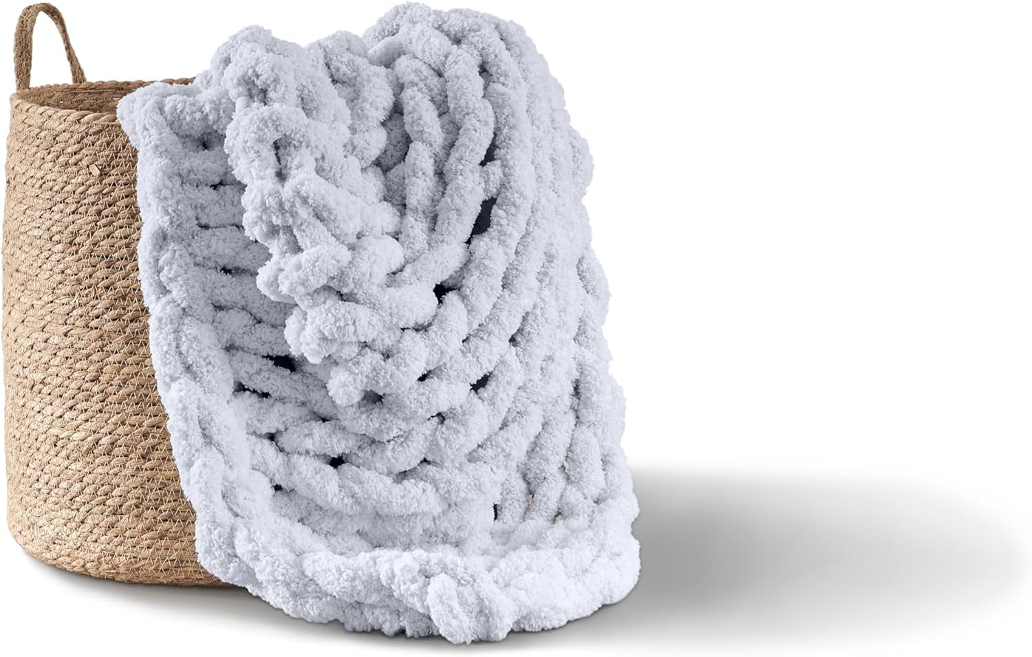 Chunky pătură tricotate, arunca, 100% mână tricotate cu jumbo chenille fire (127 X 152.4 Cm, gri liliac) Paturi si Cuverturi Adyrescia Gri deschis 50 "X60"