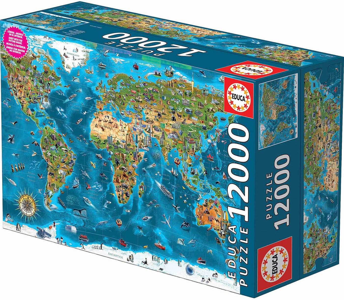 Educa - Wonder of the world, jigsaw puzzle 12000 pieces adults and children from 14 years old, world map (19057) Puzzle Naty Shop