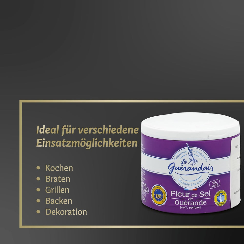 Handgeschöpftes Fleur de Sel, DE GUERANDE, 125g Dose