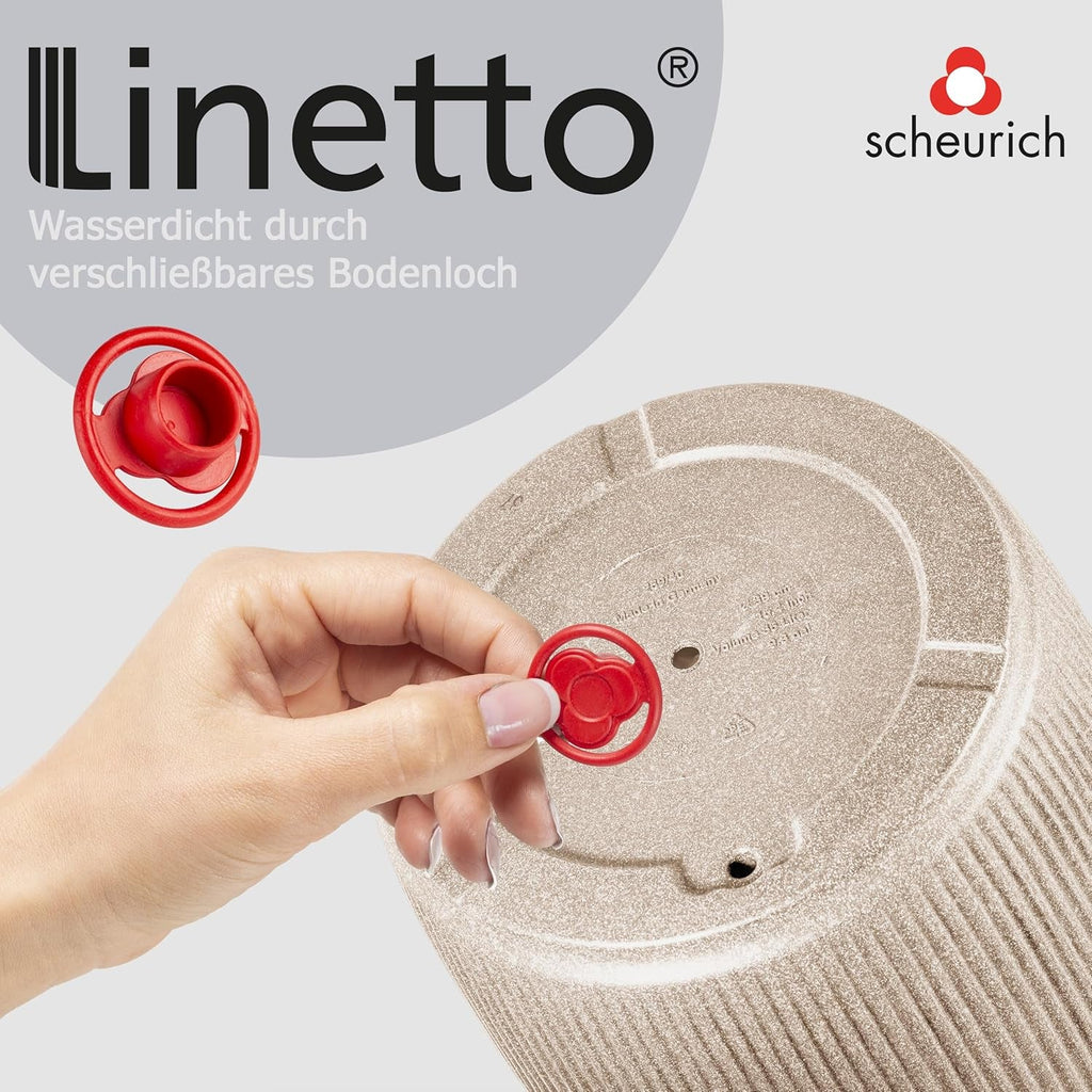 Scheurich Linetto 30, jardinieră/ghiveci/jardină, rotundă, culoare: nisip, fabricată din plastic reciclat, garanție 10 ani, pentru uz exterior