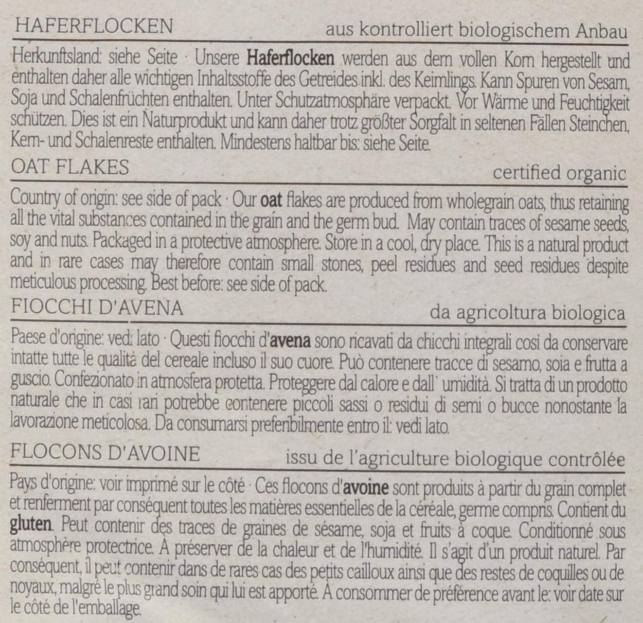 Verival Organic Oatmeal, Pack of 6 (6 x 500g)