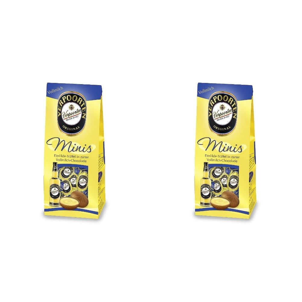 RCP Verpoorten Minis, Eggnog Truffles, Alpine Milk Chocolate, Liquid Filling, Contains Alcohol, Great Gift, 110g (Pack of 2)