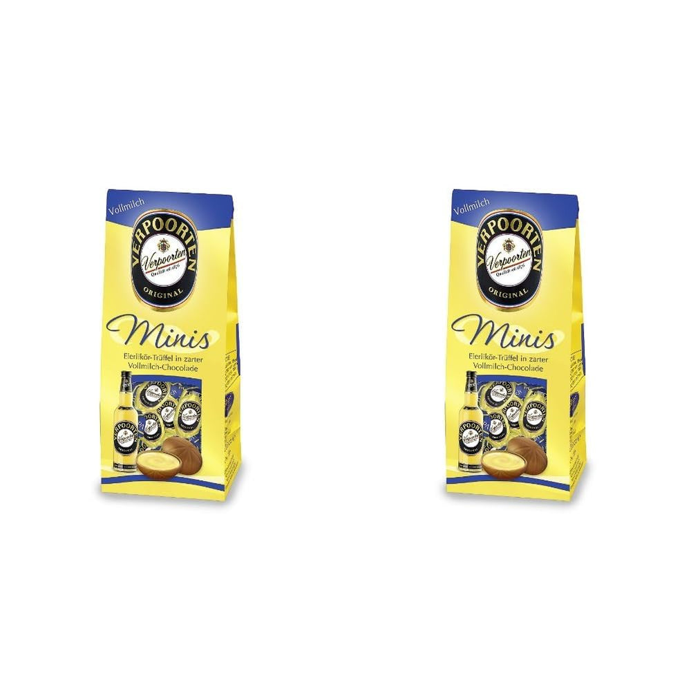 RCP Verpoorten Minis, Eggnog Truffles, Alpine Milk Chocolate, Liquid Filling, Contains Alcohol, Great Gift, 110g (Pack of 2)