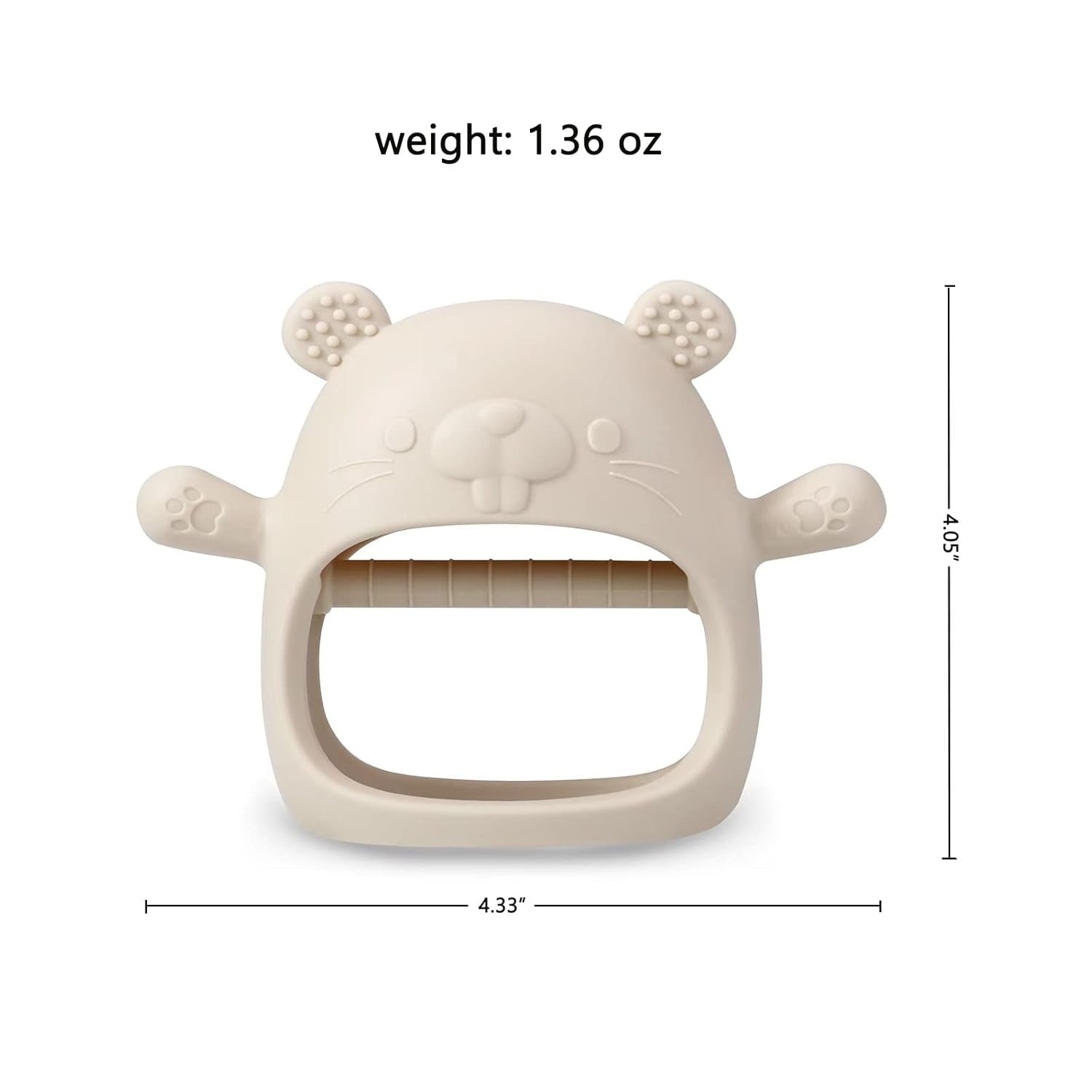 Jucărie de dentiție din silicon PandaEar pentru bebeluși | Mănușă de dentiție cu sugere | Suzetă de mestecat pentru ameliorarea durerii (alb/roz)