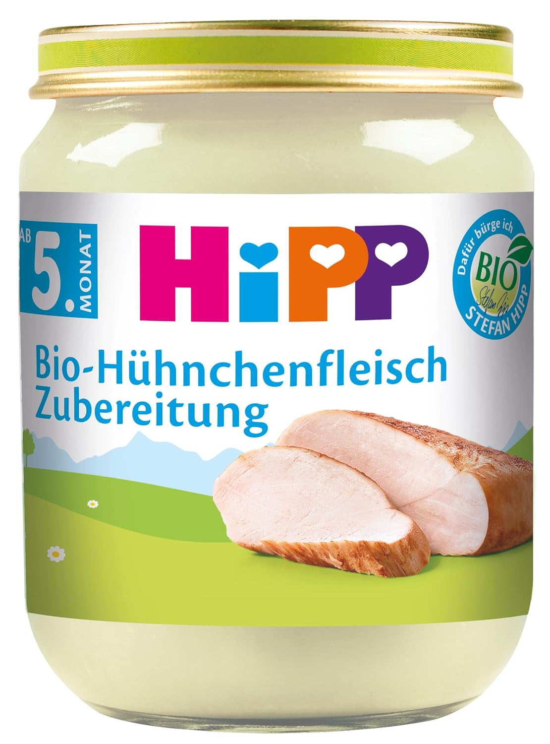 HiPP organic chicken preparation (6 x 125g), with organic rapeseed oil, gluten-free, no added salt, best organic quality