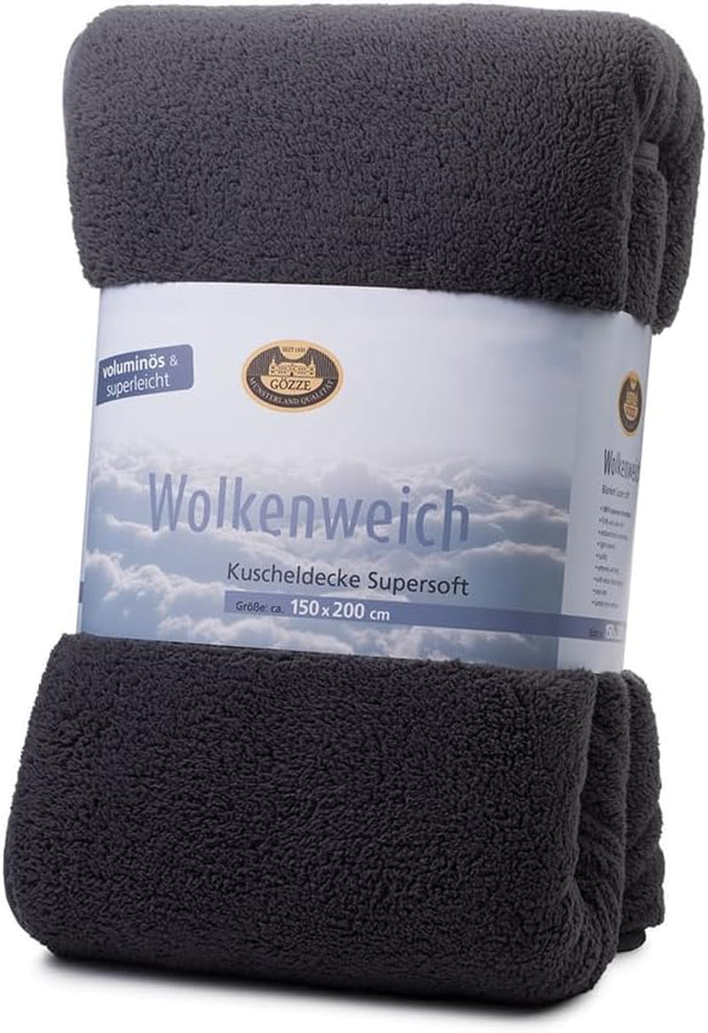 Gözze - Cloud soft cuddly blanket, imitation sheepskin, 100% polyester (microfibre), 150 X 200 Cm - Camel Duvets and quilts Naty Shop Anthracite