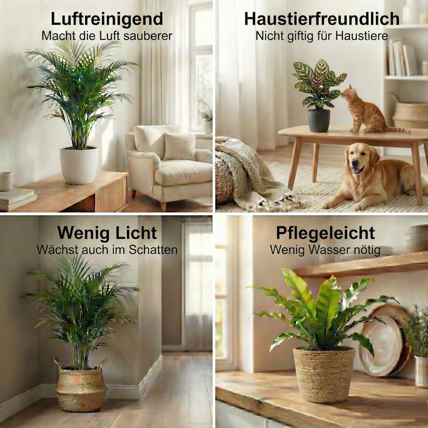 Vdvelde.Com - Luftreinigende Pflanzen 6 - Tierfreundliche Grüne Zimmerpflanzen - Einfacher Und Geringer Lichtbedarf - Ø12 Cm ↥Ca.40 Cm