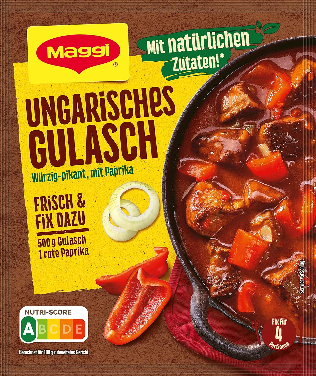 MAGGI Fix for Hungarian Goulash, Würzmischung, mit natürliche Ingredient*, for 4 portions, 1er Pack (1 x 56g Packung)