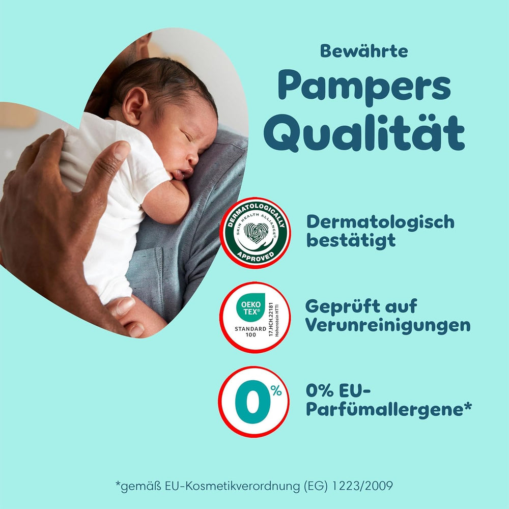 Pampers Premium Protection Pants Größe 6, 78 Windeln, 13kg-19kg, Mit 360° Fitform, 2x breiteren Bundchen als vorher für Komfort & Schutz + 10 Stück Pampers Aqua Baby-Weuchttücher enthalten
