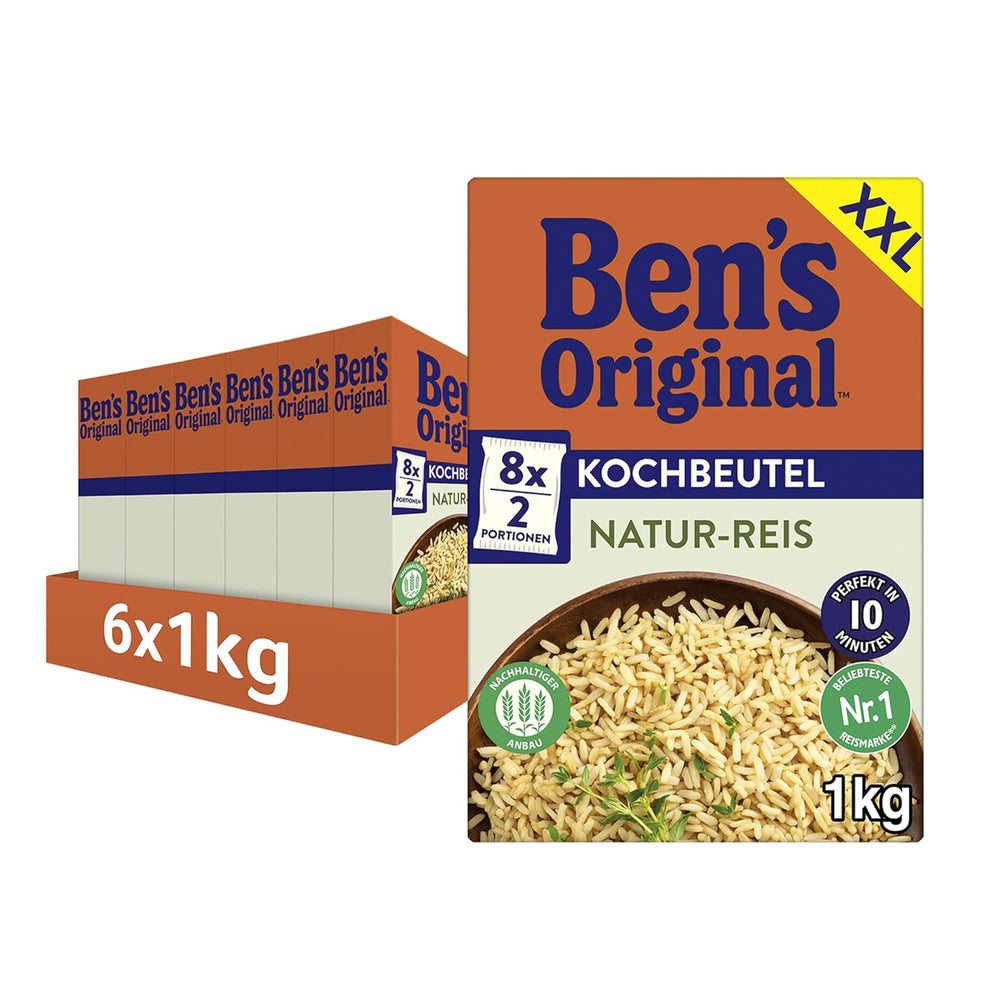 BEN'S ORIGINAL™ natural rice in a bag, 9 x 500 g