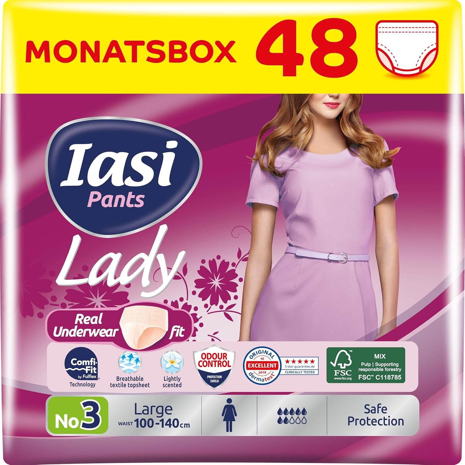 LADY Pants 48 Disposable Urinary Incontinence Pants Absorbency Plus Size S for Women 48 Pcs