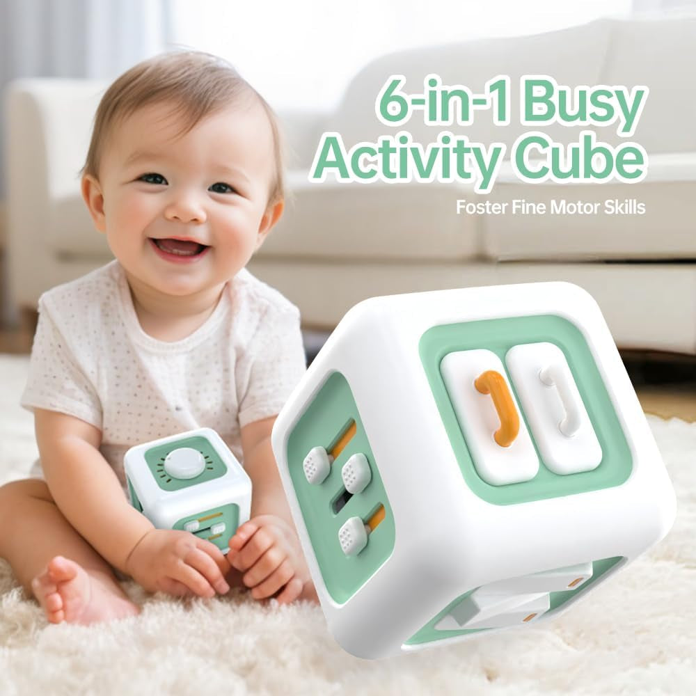 Jucărie senzorială pentru copii mici de 1-3 ani | Jucărie Montessori pentru copii de la 1 an în sus | Jucărie de călătorie pentru bebeluși de 12-18 luni | Cub de activități, cadou de ziua de naștere sau de Crăciun pentru copiii de 1 an