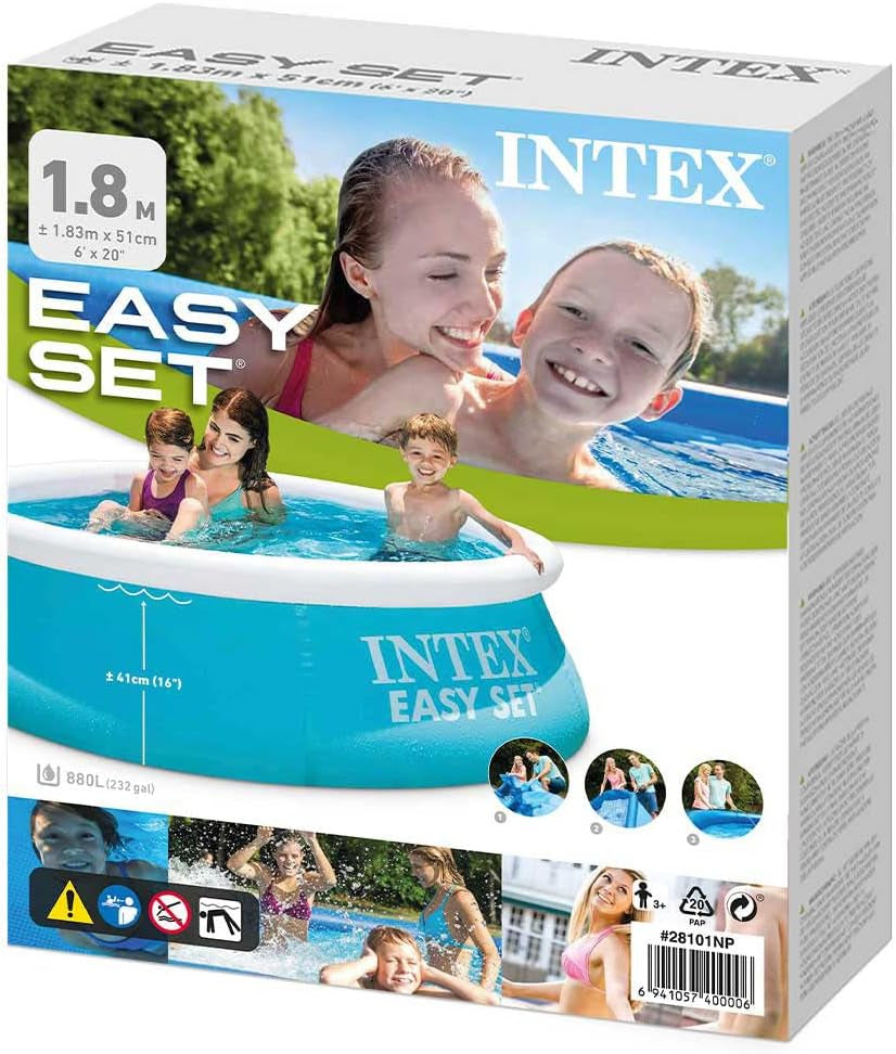 Easy Set pool - Above ground pool - For children, 183cm x 183cm x 51cm and Easy Set tarpaulin - Pool tarpaulin - Ø 244 cm - For Easy Set pools