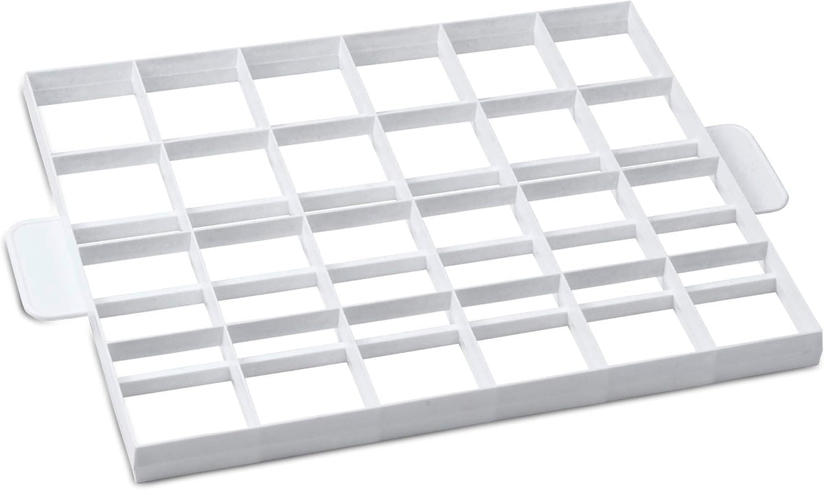 Divizor de prăjituri și tăietor de aluat STÄDTER pentru 24 sau 30 de bucăți, plastic alimentar, lavabil în mașina de spălat vase, utilizabil pe ambele părți