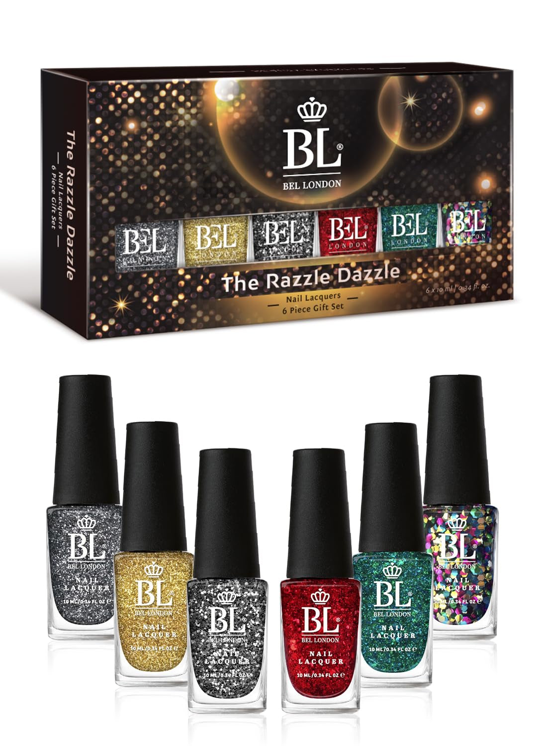 Bel London Urban Legend - Set de ojă cu uscare rapidă - Set de ojă non-toxice, ecologice și normale, fără lumină UV, pentru o manichiură perfectă acasă, 6 culori