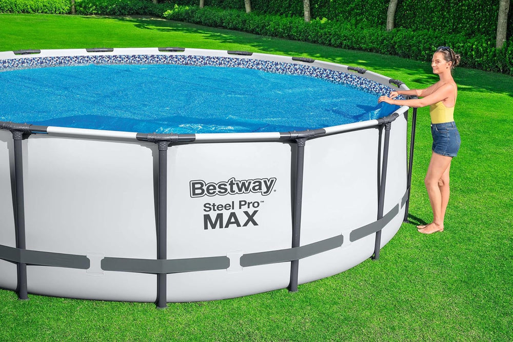 Bestway Husă solară din PE Ø 417 cm, albastră, rotundă