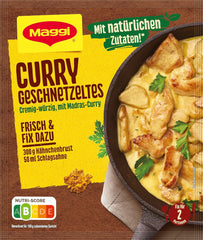 MAGGI Fix für Curry Geschnetzeltes, Würzmischung, mit natürliche Ingredient*, für 2 Portionen, 1er Pack (1 x 41g)