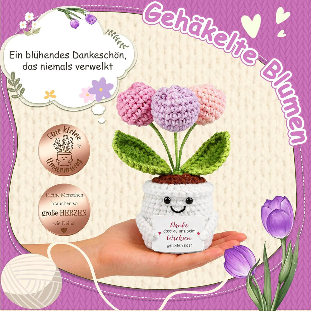 Abschiedsgeschenk Kollegin & Lehrerin Erzieherin - Pocket Hug Tulpen Blumen - Dankeschön Geschenk Für Rente, Jobwechsel & Abschied - Gehäkelte Blumen & Glücksbringer - Schlüsselanhänger