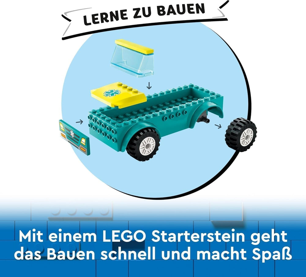 LEGO City Ambulance and Snowboarder, Ambulance Playset with toy car and 2 minifigures, Snowboarder and Paramedic Figure, imaginative gift for boys and girls from 4 years 60403 Building sets Besuche den LEGO-Store