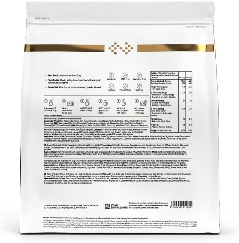 Protein Works Protein Tassenkuchen | Schokocreme | Dieser Köstliche Nachtisch Ist Sehr Protein- Und Ballaststoffreich| 500G Amestec pentru copt si gatit Naty Shop