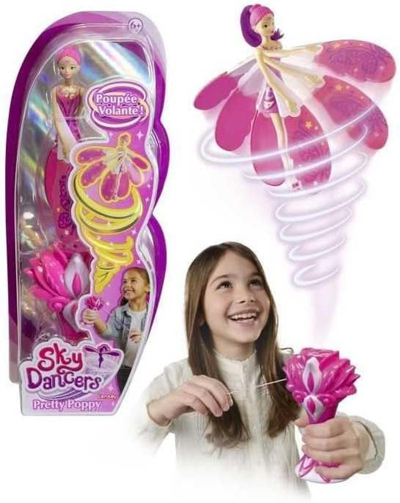 Lansay - Sky Dancers – Pretty Poppy – Magische Fliegende Puppe für Kinder ab 6 Jahren – Feenpuppe 18 cm – fliegt mit einem Launcher ohne Batterie – staunen Sie Ihre Kinder – Geschenkidee zum
