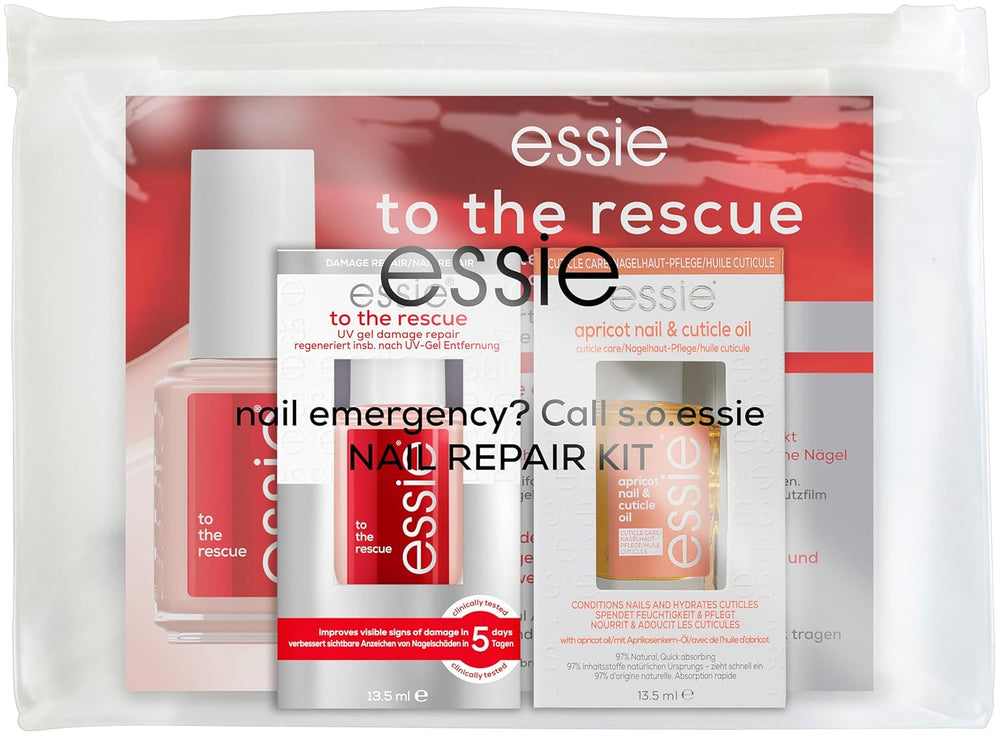 Essie Nail Rescue Kit: Apricot Scented Nail & Cuticle Oil + To the Rescue Repair Nail Polish