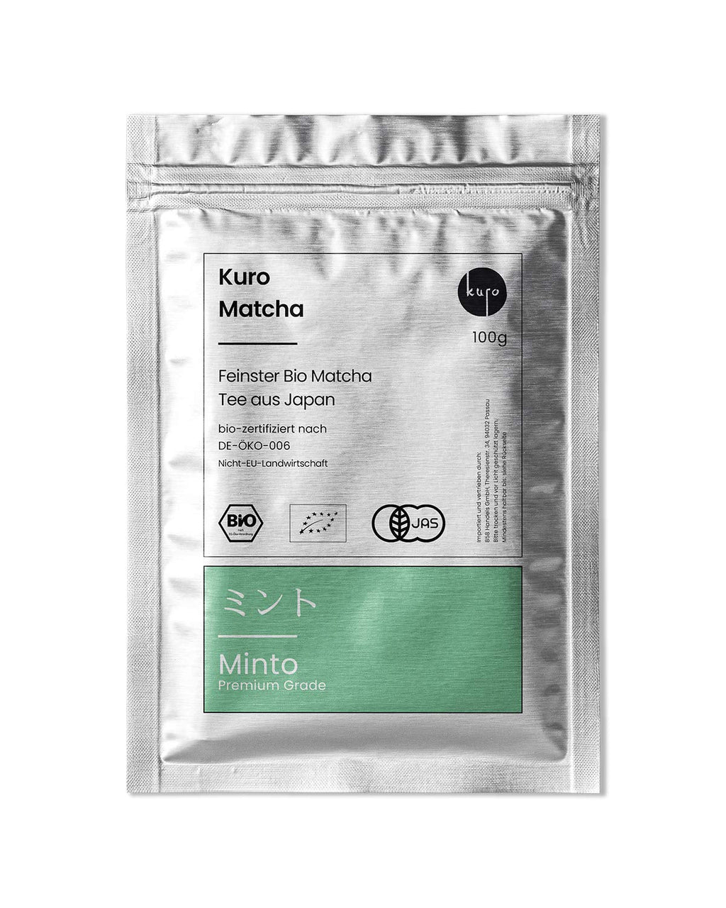 Pudră de matcha bio Minto – Ceai matcha bio premium din Japonia (30 g) – Pudră de ceai verde certificată bio conform DE-ÖKO-006