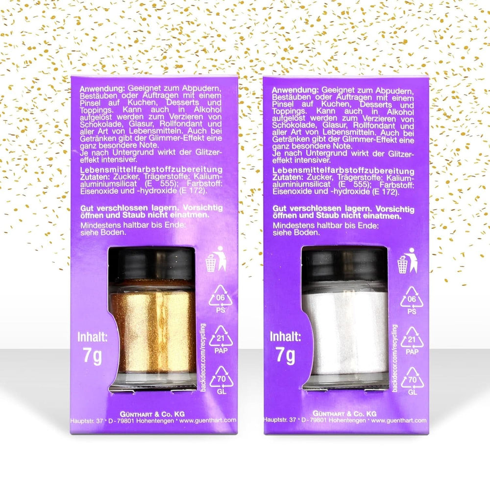 Günthart glitter, powder, gold and silver, set 2 x 7 grams Naty Shop