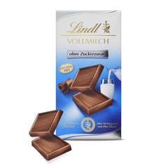 Lindt milk chocolate with no added sugar | Bar 100g | The finest and gluten free | Chocolate gift