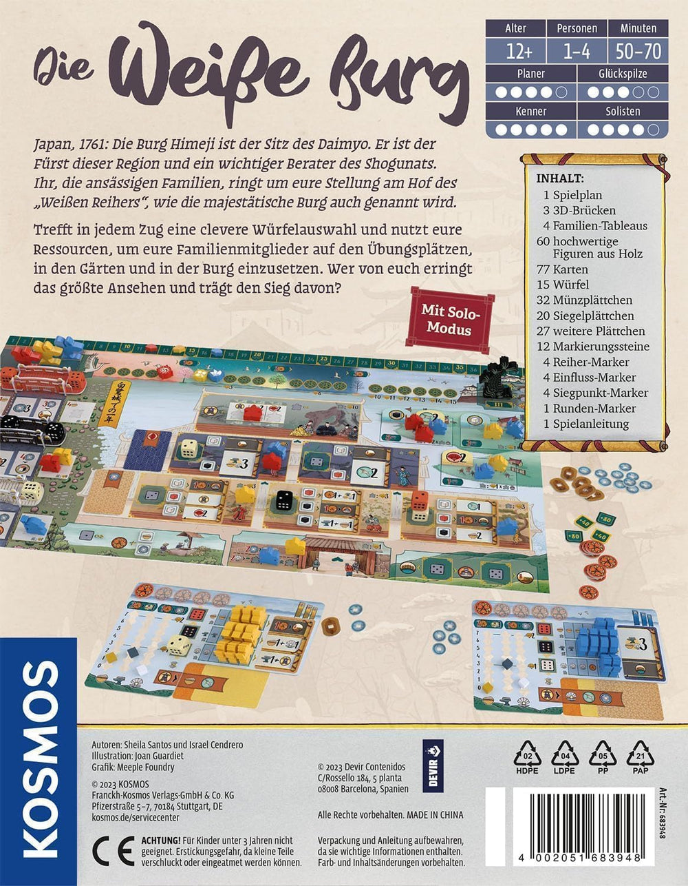 KOSMOS 683948 White Castle At Daiymo's Court Strategy Game with a Special Dice Mechanism Board Game for 1-4 Players Ages 12 and Up Game for Connoisseurs