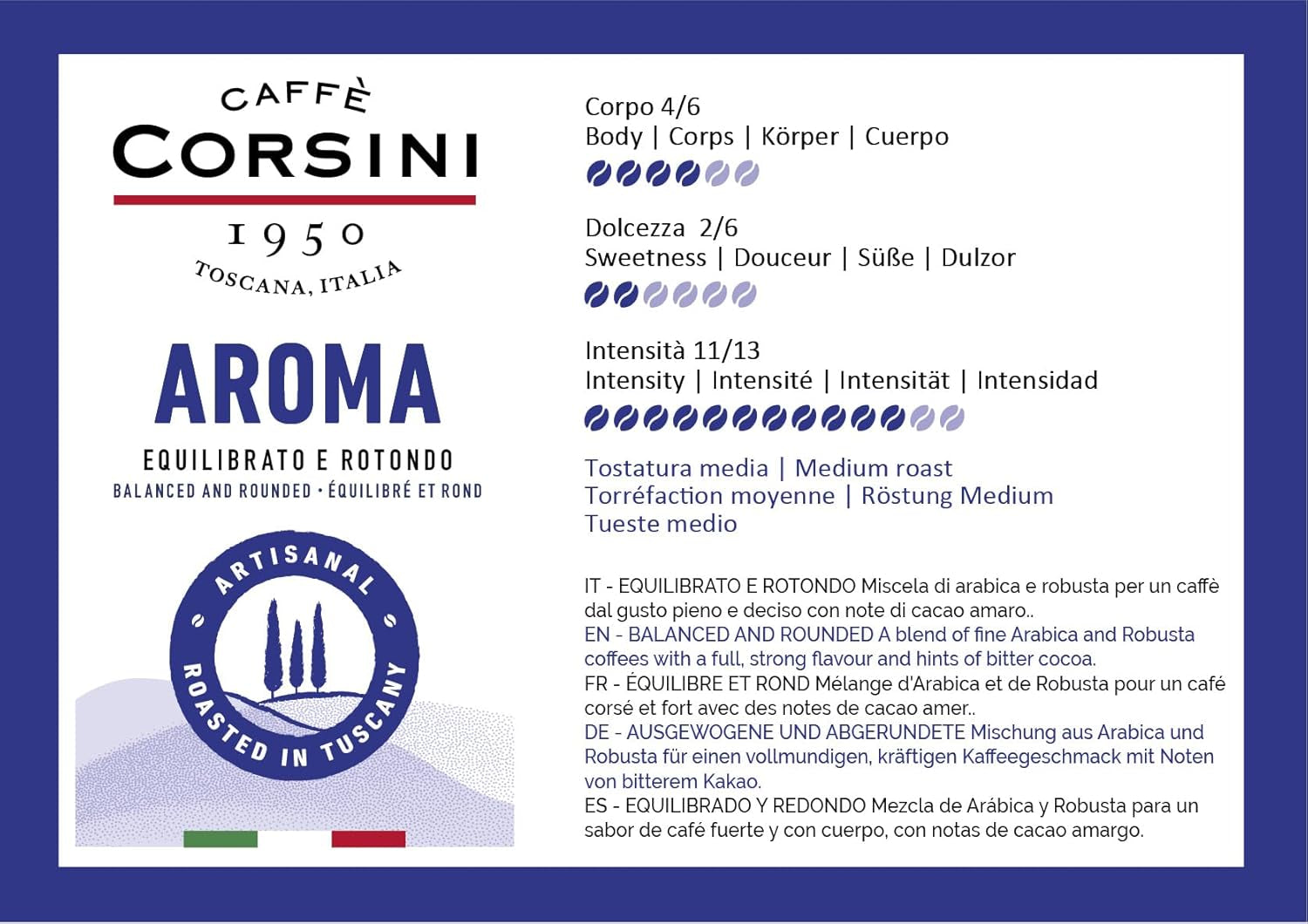 Caffè Corsini - Set Aromatische Kaffeebohnen Der Perfekte Morgen, Ausgewählter Kaffee, 2x500g + 1Kg Gesamtes Set 2Kg
