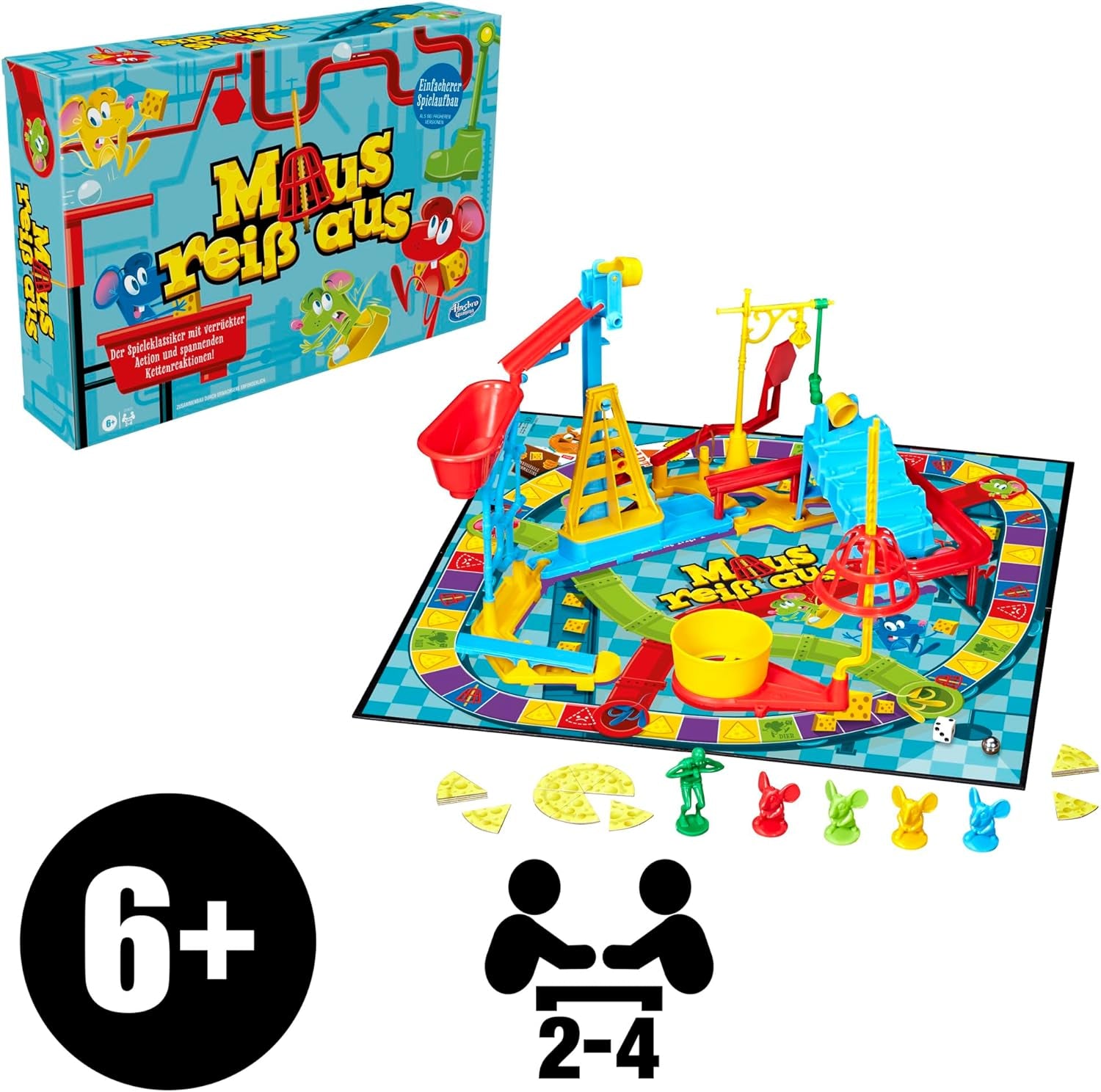 Mouse Run Away, un joc de familie pentru 2 până la 4 jucători, un joc de societate multiplayer clasic cu configurare simplă pentru copii cu vârsta de 6 ani și peste, un joc de societate pentru familie