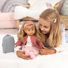 Bayer Design 94634AT Charlene Puppe interaktiv mit Haaren, lacht, mit Küsschengeräusch, Funktionspupe, weicher Körper, Schlafaugen, Zubehör, 46 cm, Rosa