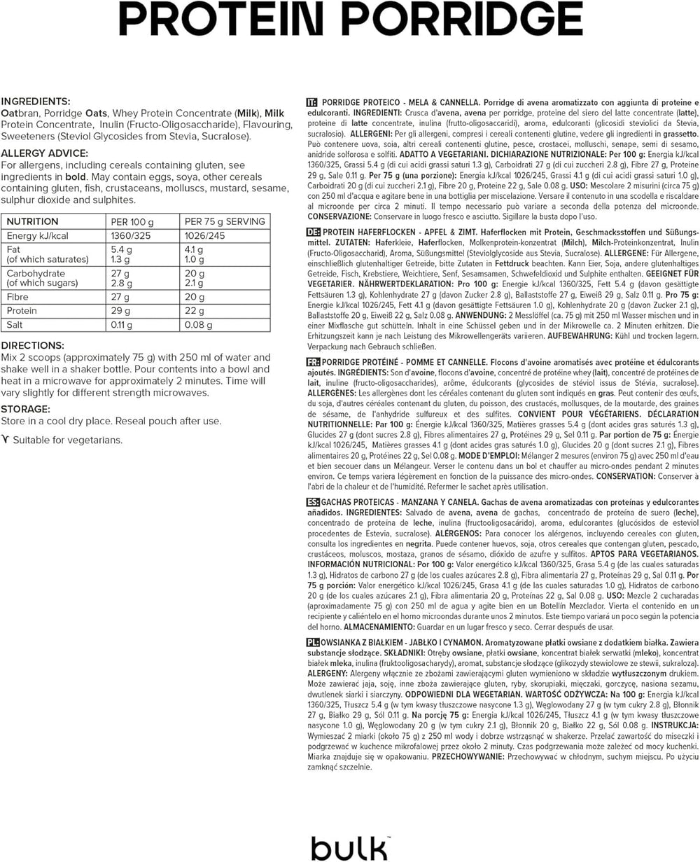 Complete Protein Oats, High Protein Oats, Whey, High Fiber, Protein Porridge, Apple Cinnamon, 2.5kg